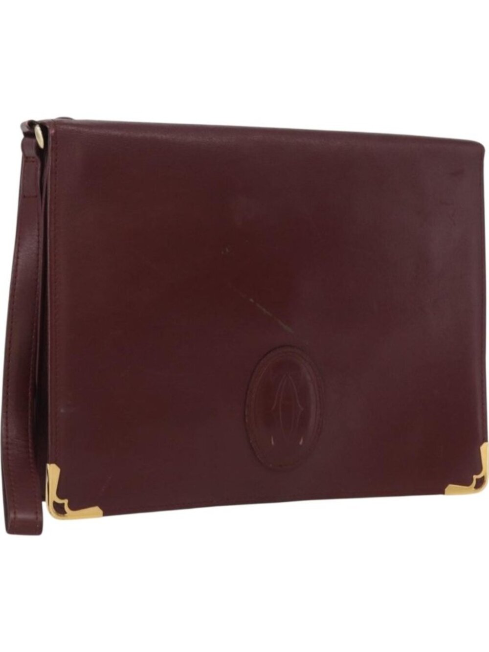 CARTIER Must Line Clutch Bag Leather Bordeaux Gold